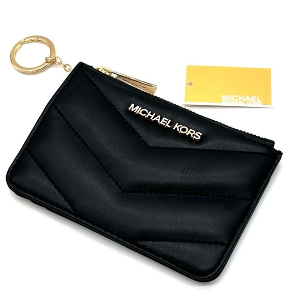 Michael Kors Jet Set Travel Small Top Zip Coin Pouch with ID Holder Black - Picture 1 of 8